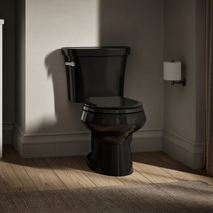 KOHLER K-3997-T Wellworth Two-piece round-front 1.28 gpf toilet with tank cover locks, black - view 4