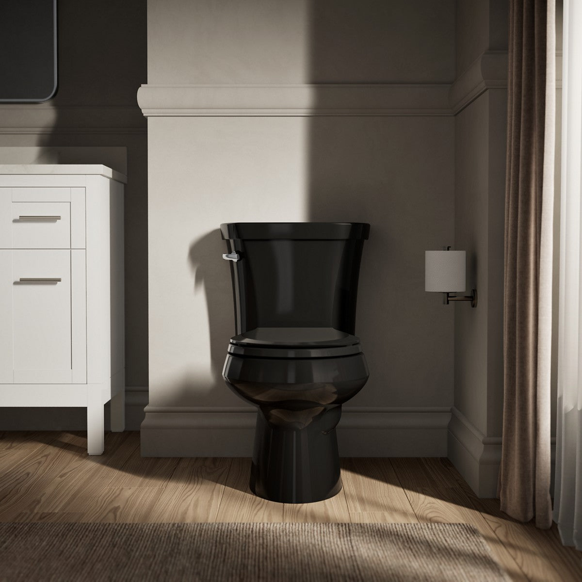 KOHLER K-3997-T Wellworth Two-piece round-front 1.28 gpf toilet with tank cover locks, black - view 5