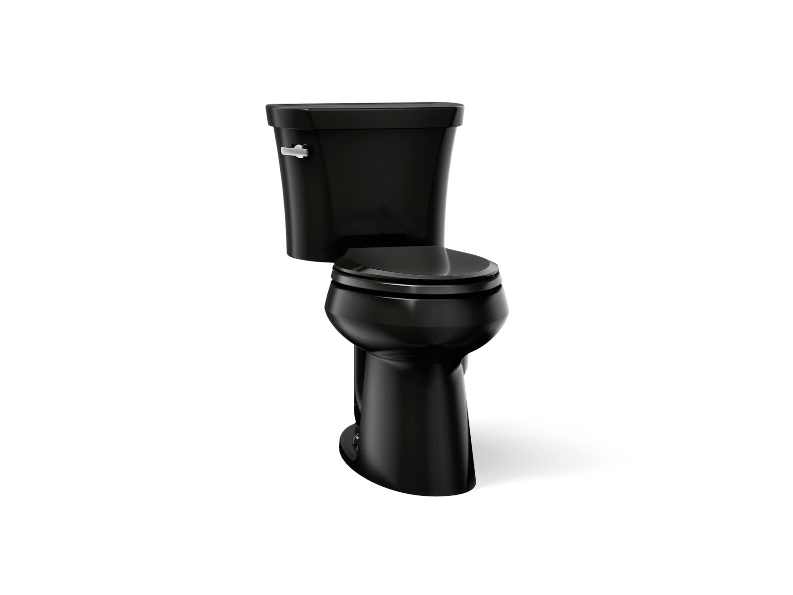 KOHLER K-3999-T Highline ComForteeight Two-piece elongated 1.28 gpf chair height toilet with tank cover locks, black