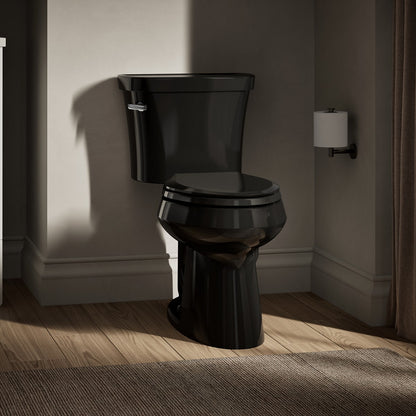 KOHLER K-3999-T Highline ComForteeight Two-piece elongated 1.28 gpf chair height toilet with tank cover locks, black - view 4