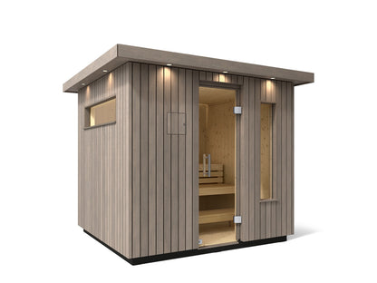 KOHLER K-40045-1FNC C2 Five-person outdoor sauna, weathered grey spruce