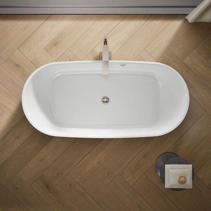 KOHLER K-40223-GH Ceric 65-1/4" x 31-5/16" Freestanding Heated BubbleMassage™ Air Bath, White - View of products in room from