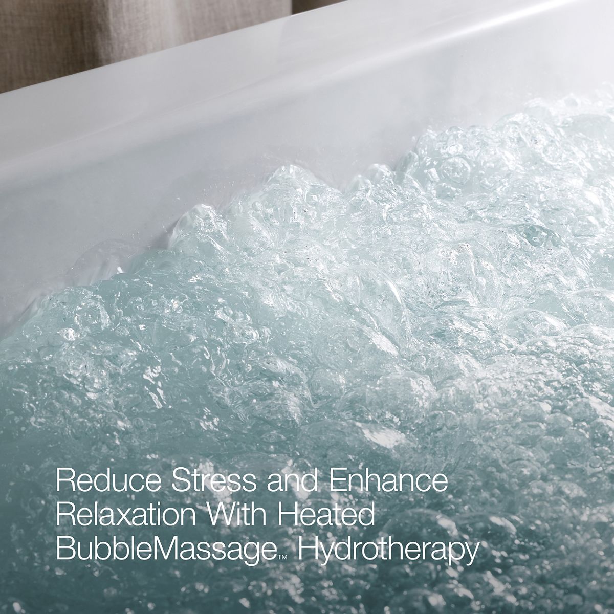KOHLER K-40224-GH Evok 66" x 30" Freestanding Heated BubbleMassage™ Air Bath, White - Detail image of a product feature