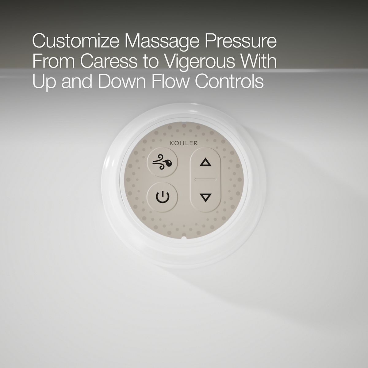 KOHLER K-40224-GH Evok 66" x 30" Freestanding Heated BubbleMassage™ Air Bath, White - Detail image of a product feature