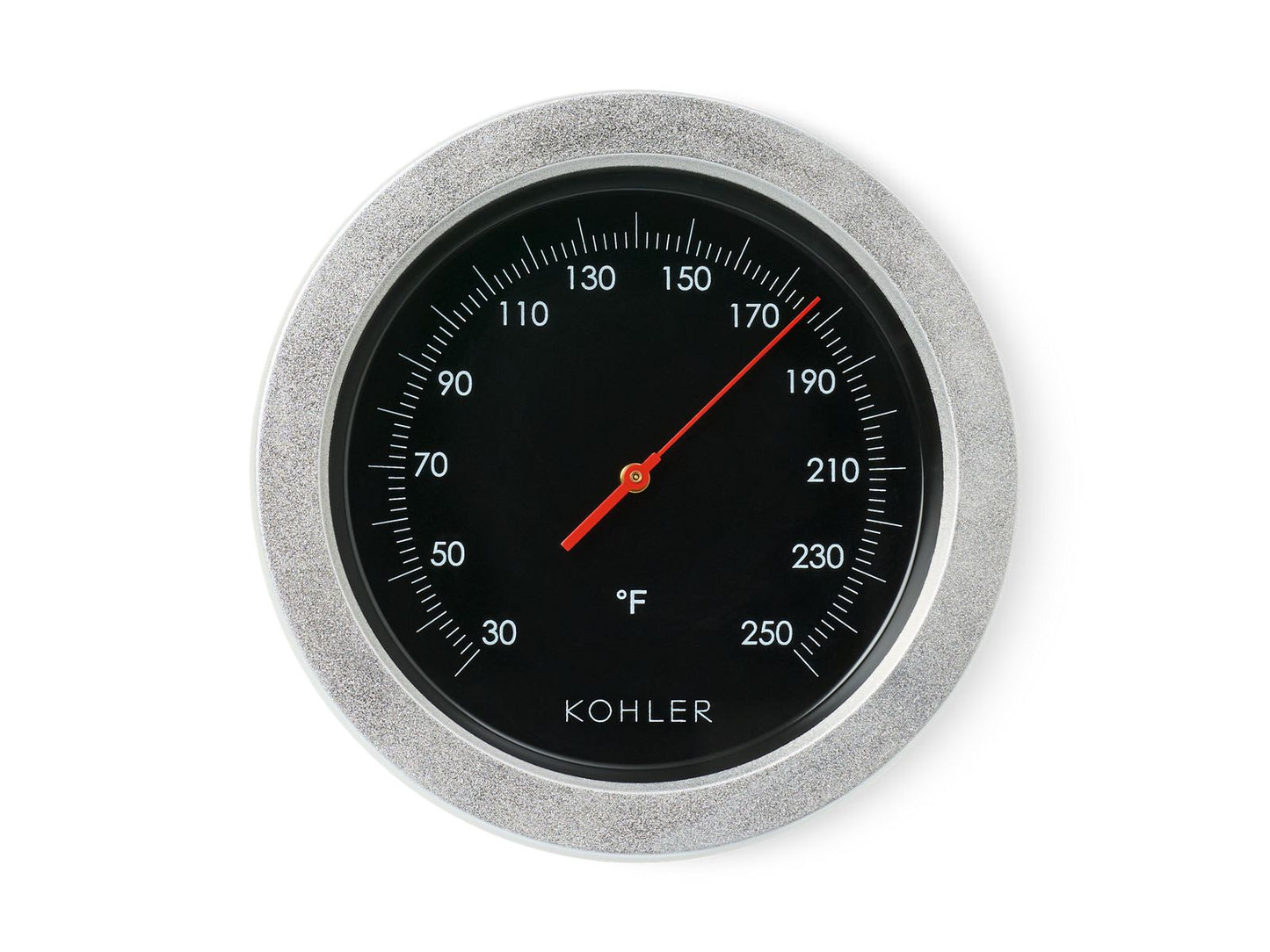KOHLER K-40436 Sauna Thermometer, Satin Silver - 3/4 view of product