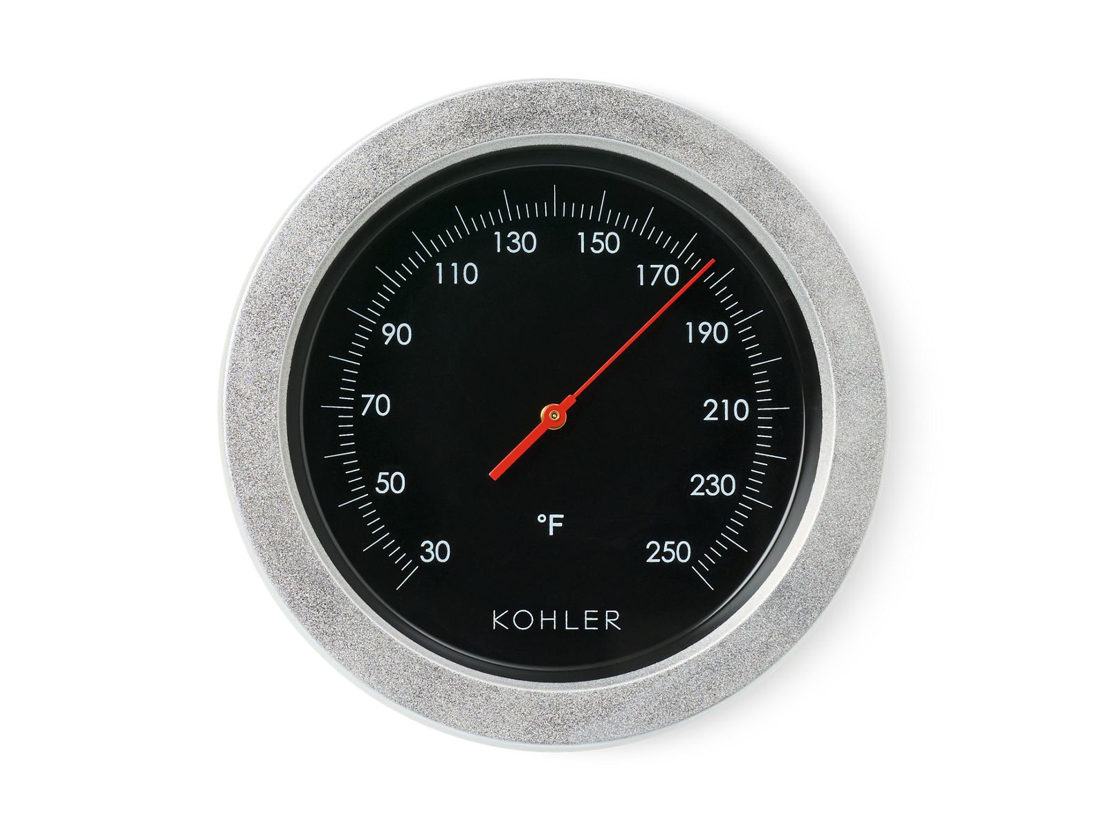 KOHLER K-40436 Sauna Thermometer, Satin Silver - 3/4 view of product