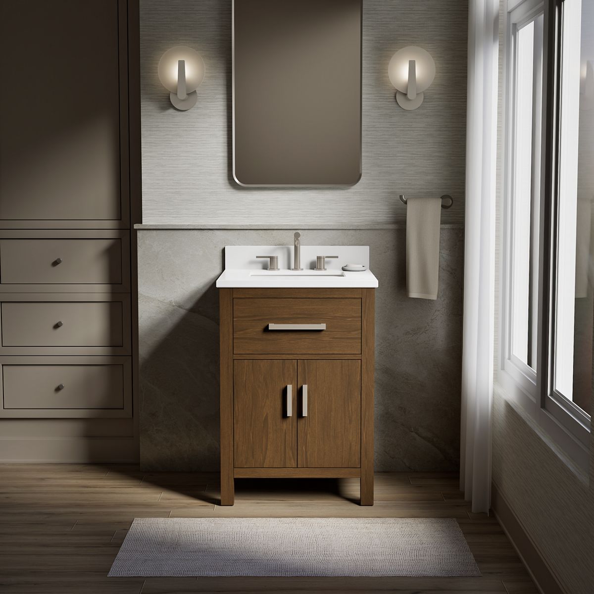 KOHLER K-40637-BD1 Kresla 24" bathroom vanity cabinet with sink and quartz top