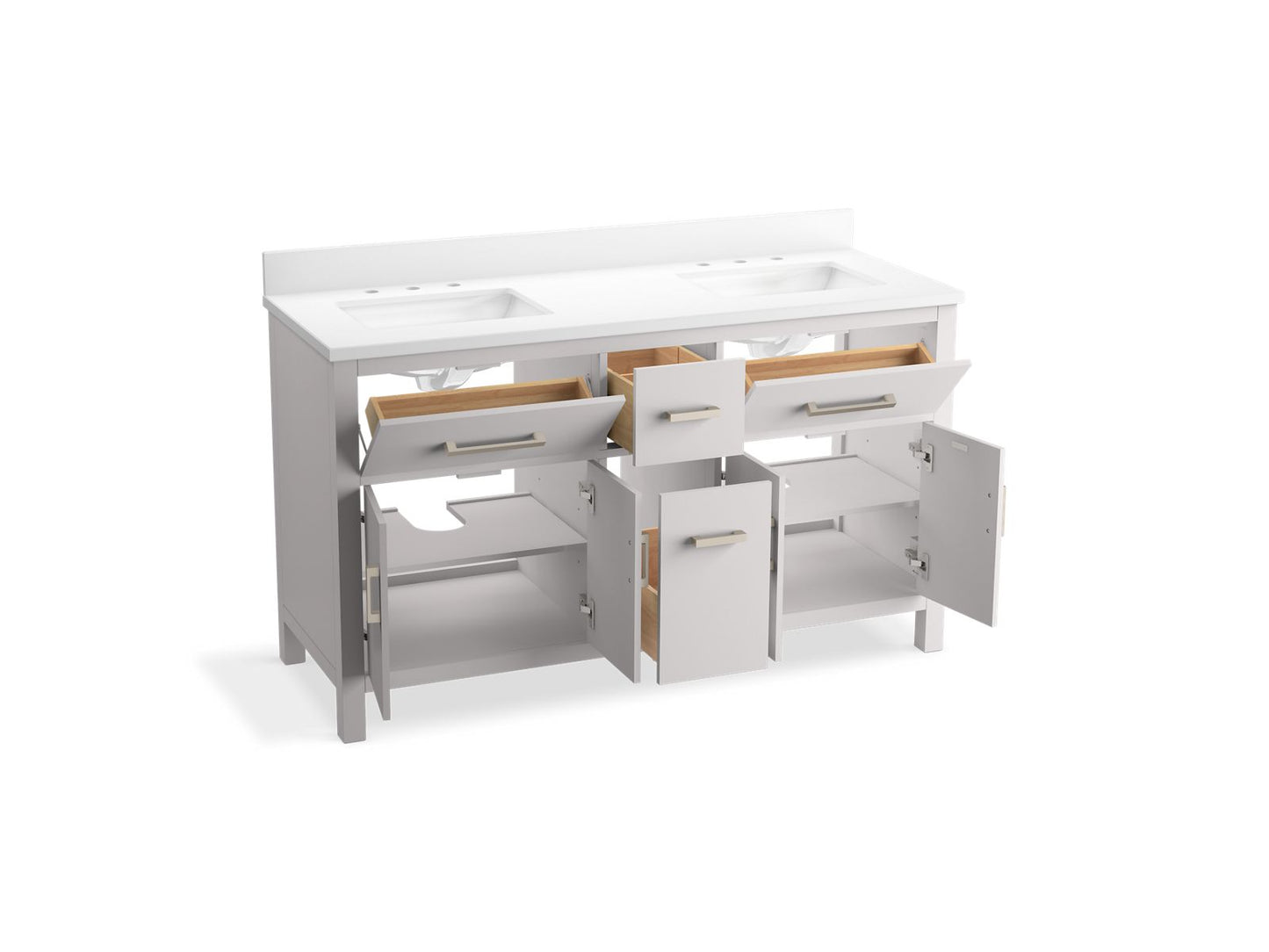 KOHLER K-40641-BD1 Kresla 60" bathroom vanity cabinet with sinks and quartz top