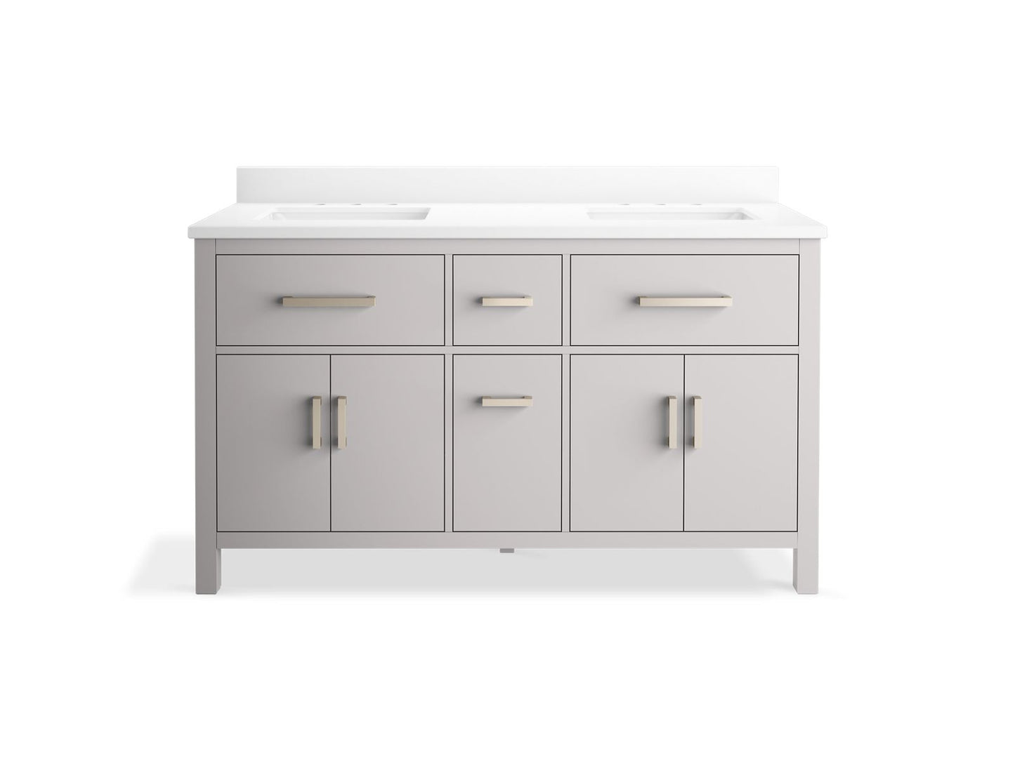 KOHLER K-40641-BD1 Kresla 60" bathroom vanity cabinet with sinks and quartz top
