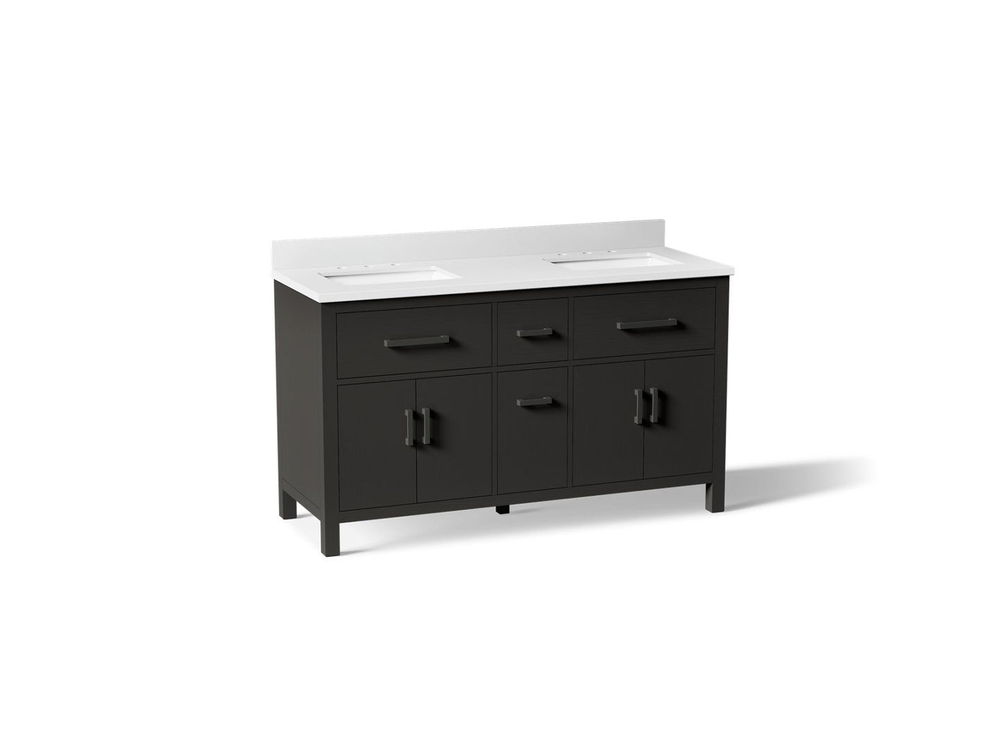 KOHLER K-40641-BD1 Kresla 60" bathroom vanity cabinet with sinks and quartz top