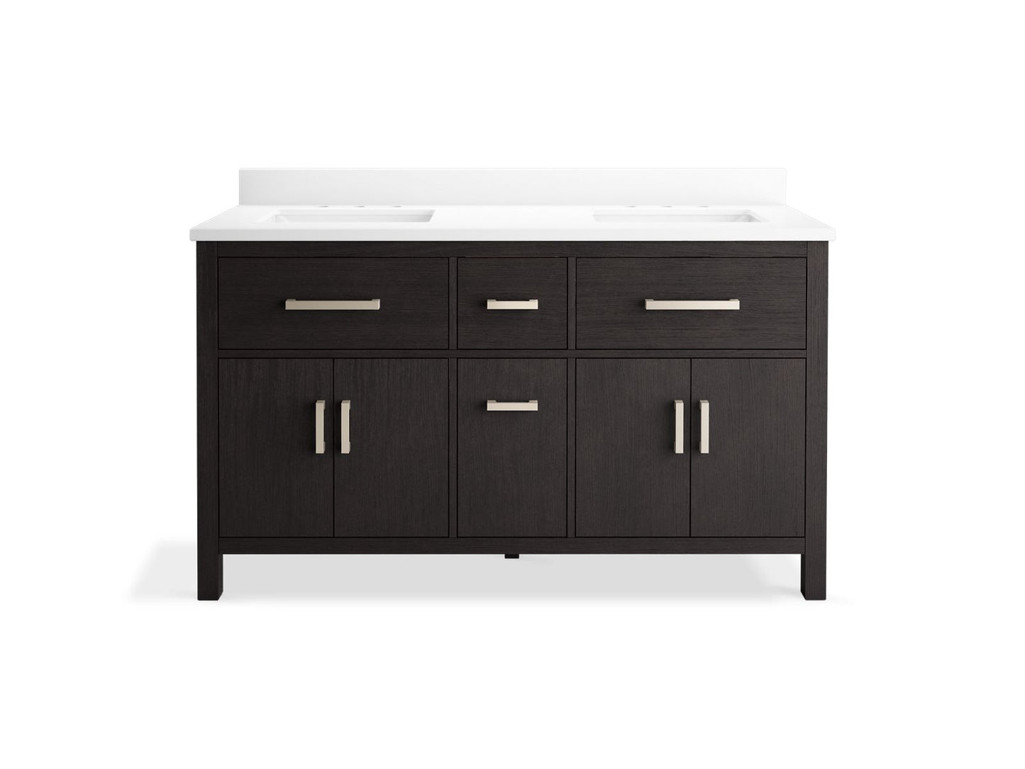 KOHLER K-40641-BD1 Kresla 60" bathroom vanity cabinet with sinks and quartz top