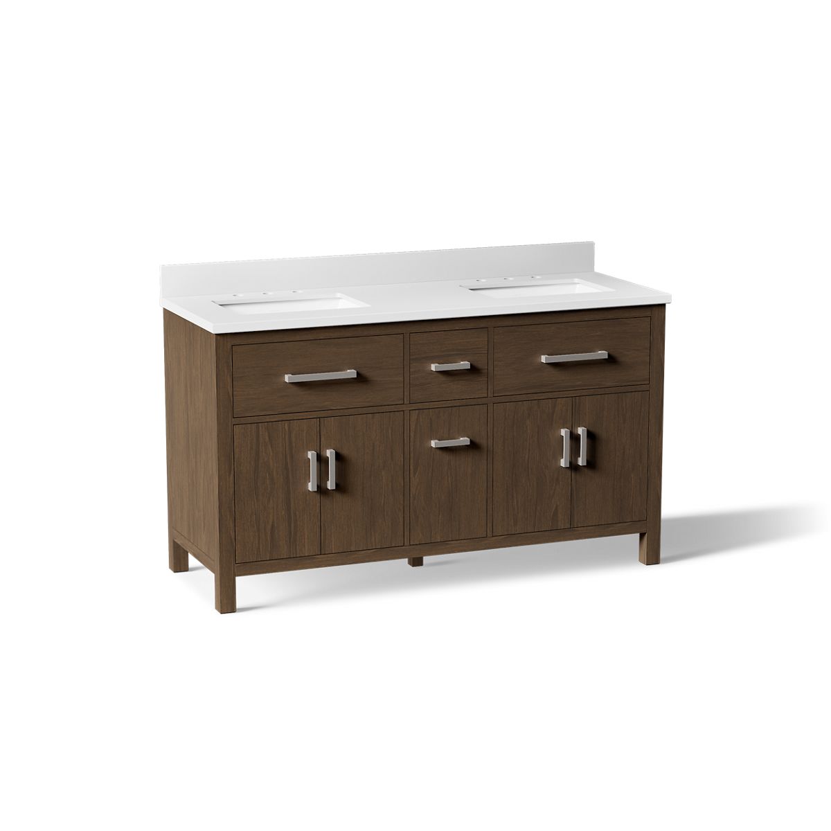 KOHLER K-40641-BD1 Kresla 60" bathroom vanity cabinet with sinks and quartz top