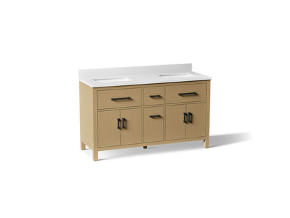 KOHLER K-40641-BD1 Kresla 60" bathroom vanity cabinet with sinks and quartz top