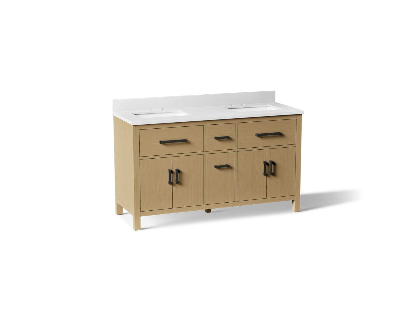 KOHLER K-40641-BD1 Kresla 60" bathroom vanity cabinet with sinks and quartz top
