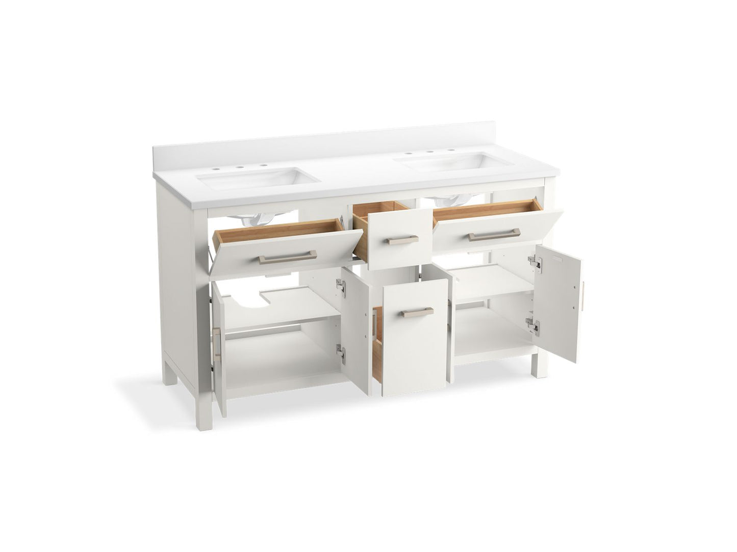 KOHLER K-40641-BD1 Kresla 60" bathroom vanity cabinet with sinks and quartz top