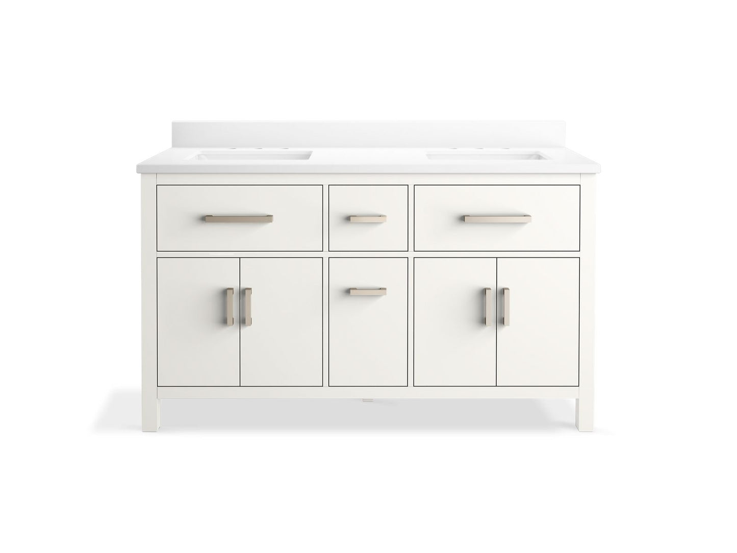 KOHLER K-40641-BD1 Kresla 60" bathroom vanity cabinet with sinks and quartz top