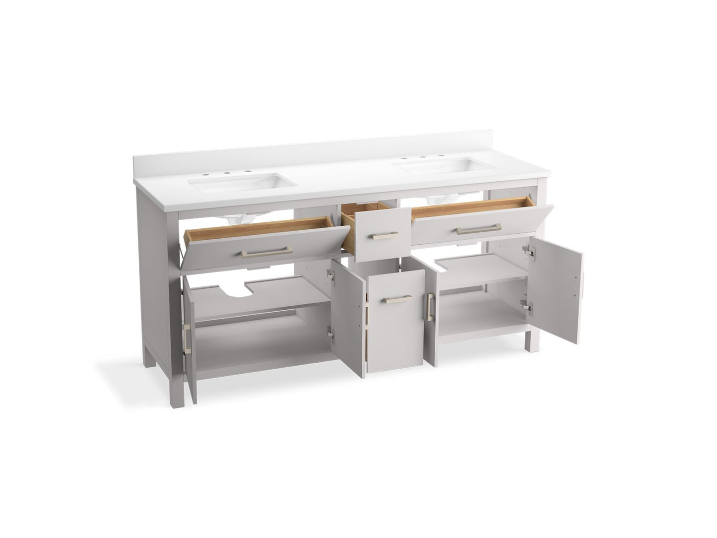 KOHLER K-40642-BD1 Kresla 72" bathroom vanity cabinet with sinks and quartz top