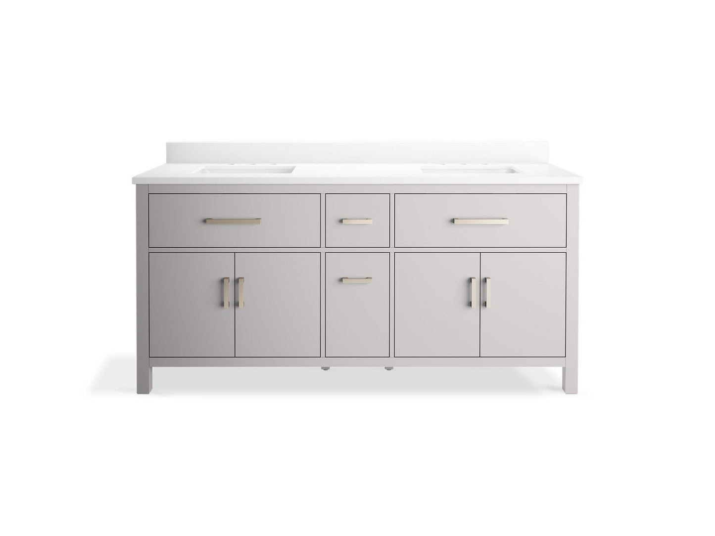 KOHLER K-40642-BD1 Kresla 72" bathroom vanity cabinet with sinks and quartz top