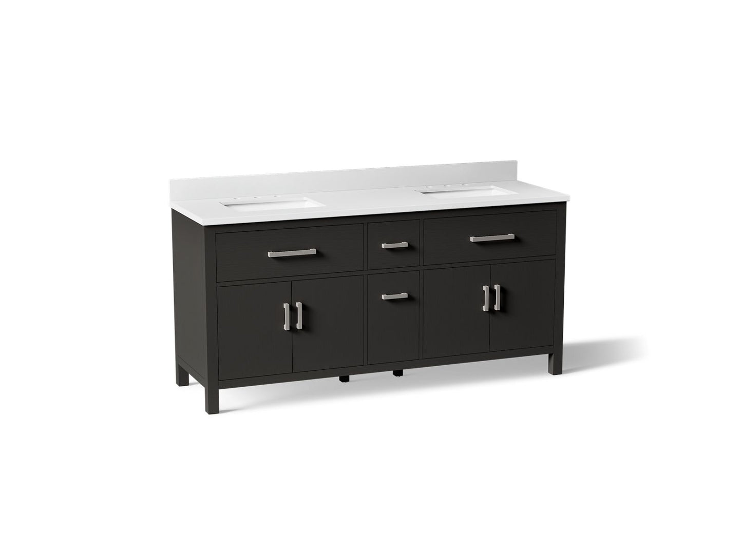 KOHLER K-40642-BD1 Kresla 72" bathroom vanity cabinet with sinks and quartz top