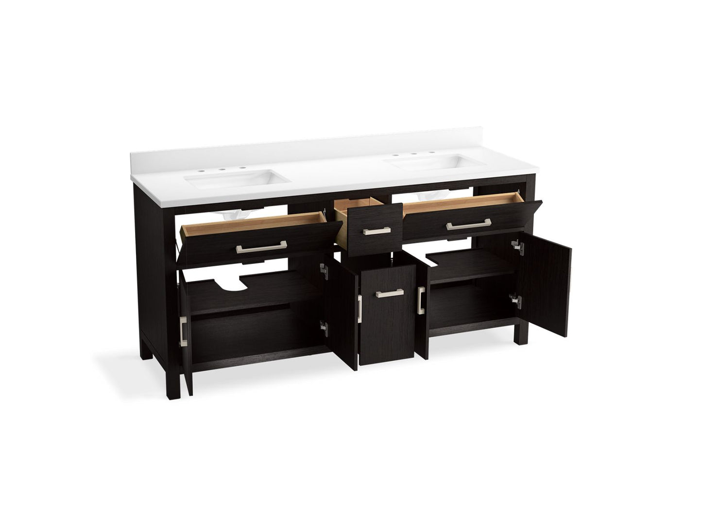 KOHLER K-40642-BD1 Kresla 72" bathroom vanity cabinet with sinks and quartz top