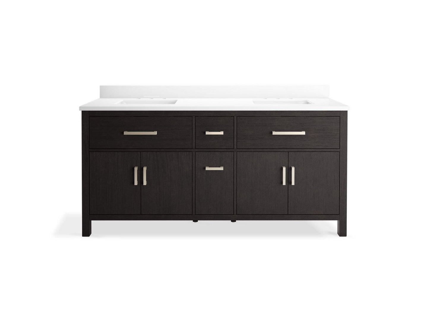 KOHLER K-40642-BD1 Kresla 72" bathroom vanity cabinet with sinks and quartz top