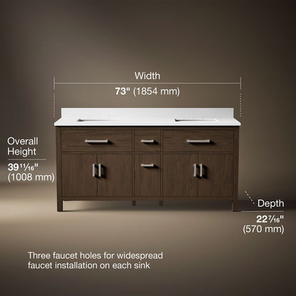 KOHLER K-40642-BD1 Kresla 72" bathroom vanity cabinet with sinks and quartz top