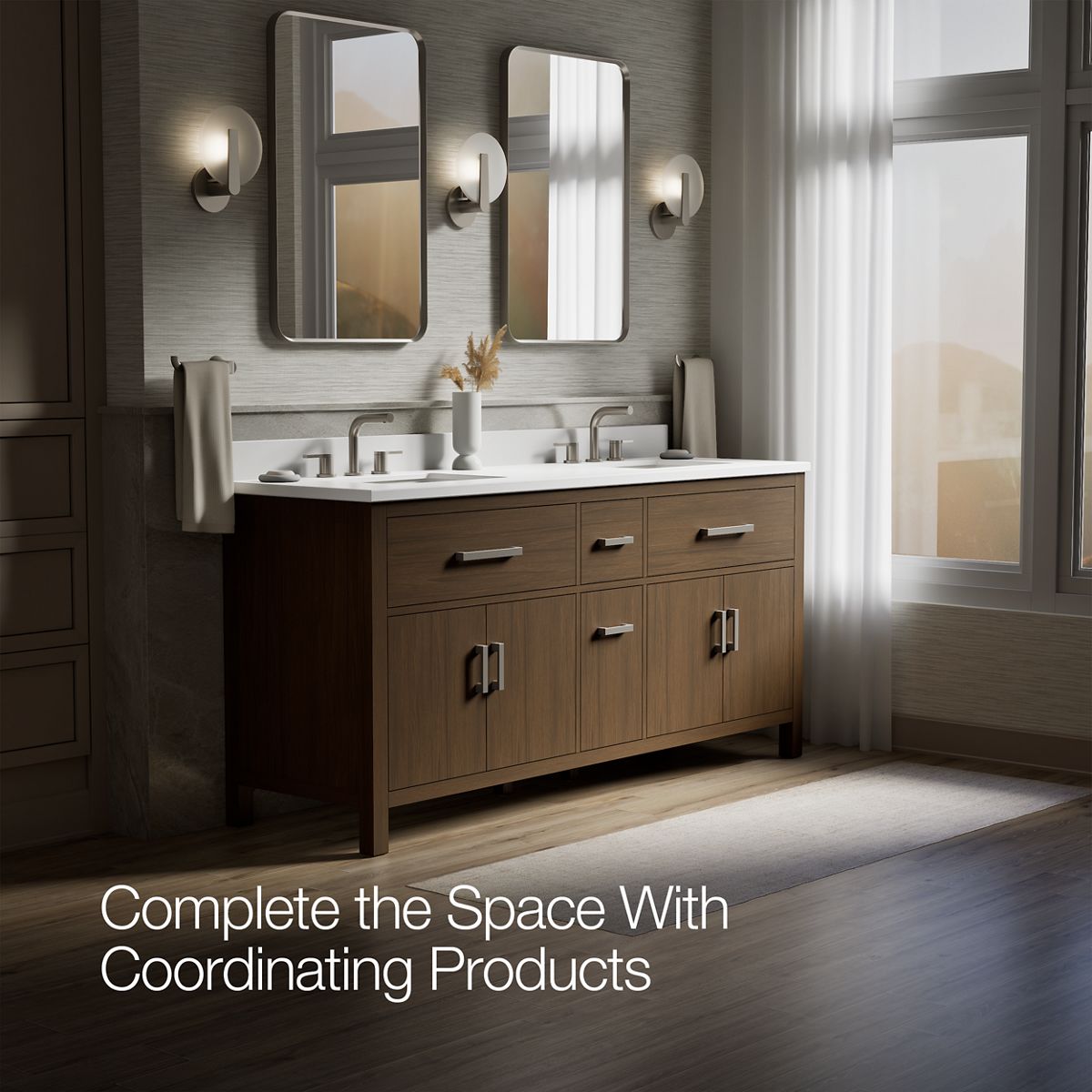 KOHLER K-40642-BD1 Kresla 72" bathroom vanity cabinet with sinks and quartz top
