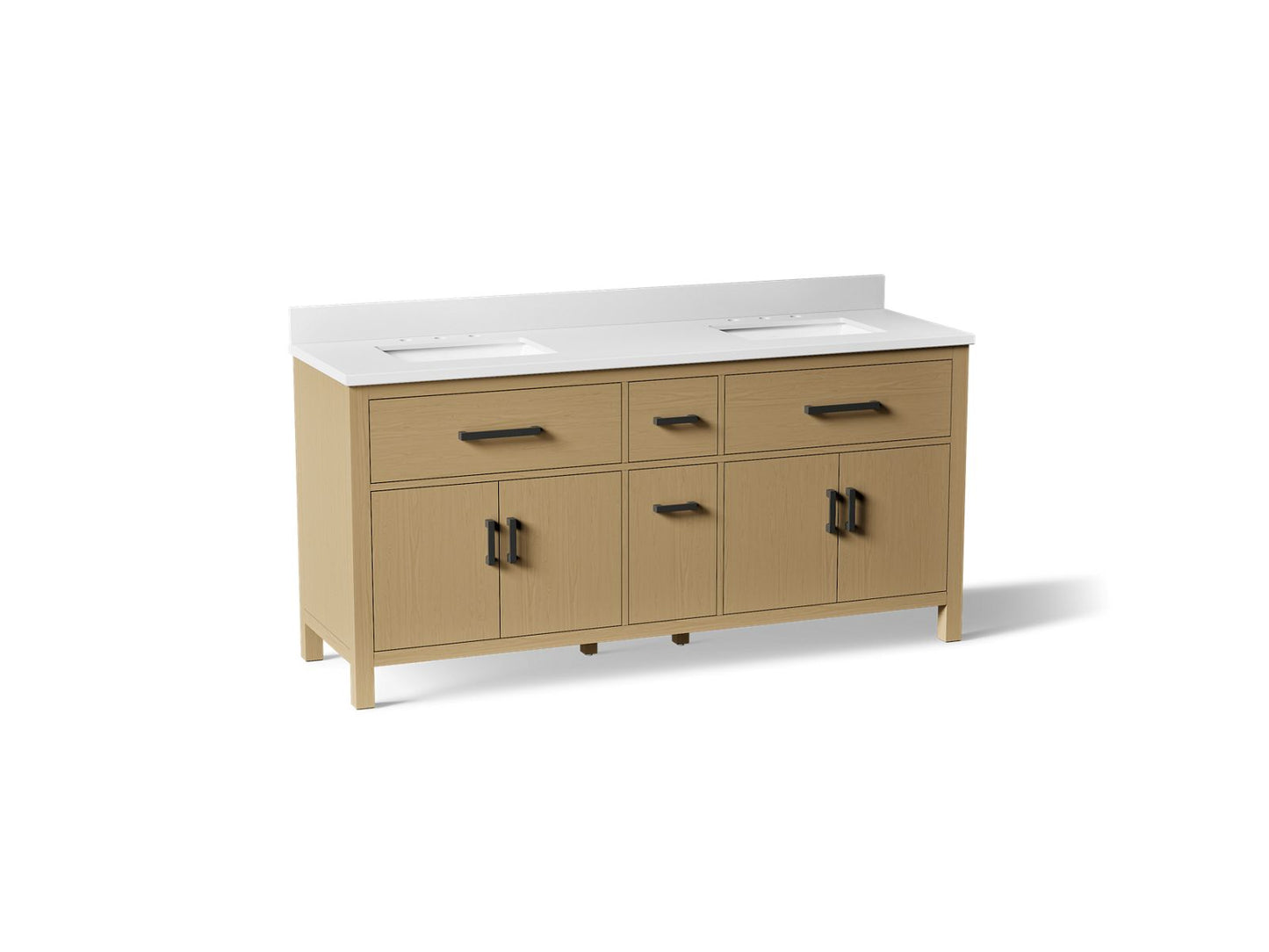 KOHLER K-40642-BD1 Kresla 72" bathroom vanity cabinet with sinks and quartz top