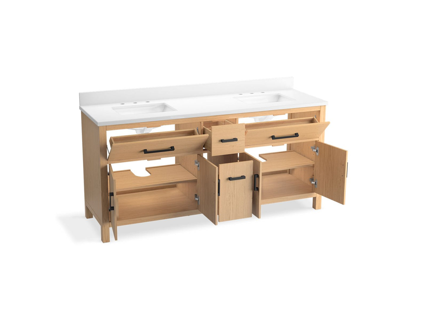 KOHLER K-40642-BD1 Kresla 72" bathroom vanity cabinet with sinks and quartz top