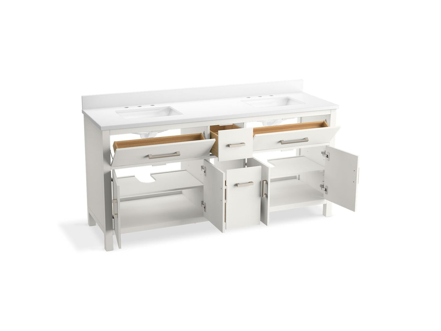 KOHLER K-40642-BD1 Kresla 72" bathroom vanity cabinet with sinks and quartz top