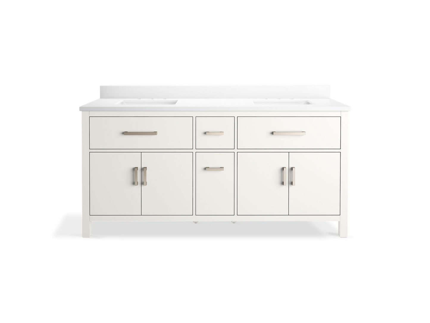 KOHLER K-40642-BD1 Kresla 72" bathroom vanity cabinet with sinks and quartz top