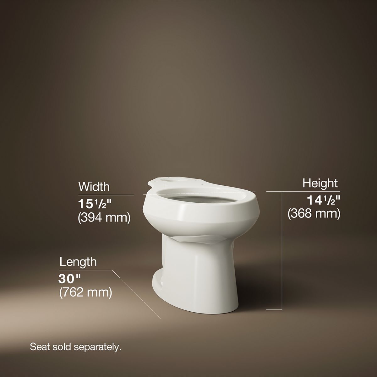 KOHLER K-4198 Wellworth Elongated toilet bowl, biscuit - view 4