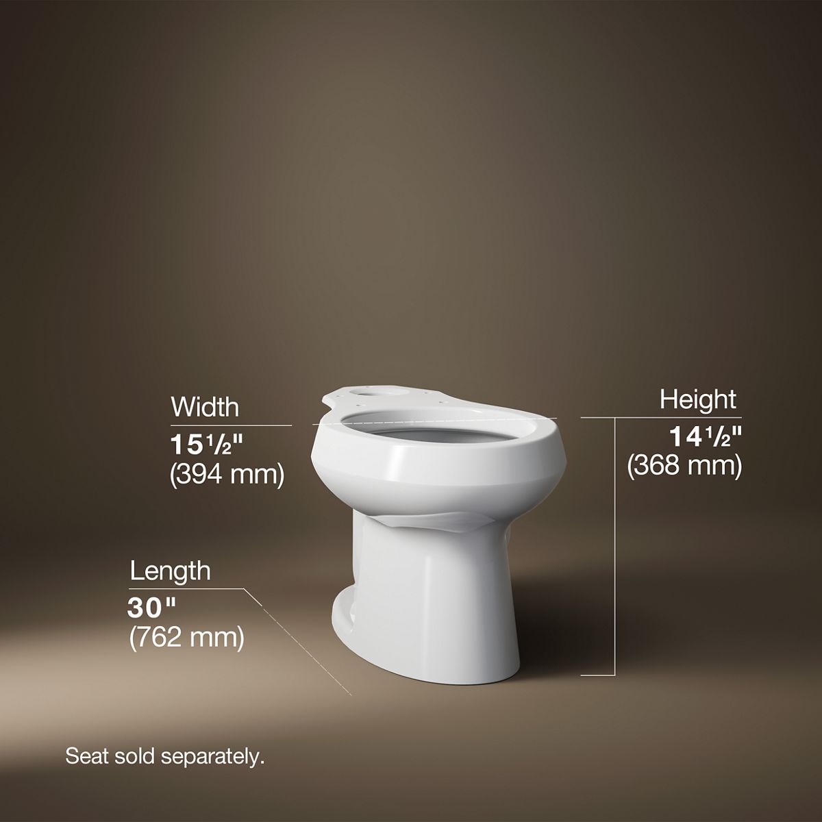 KOHLER K-4198 Wellworth Elongated toilet bowl, white - view 4
