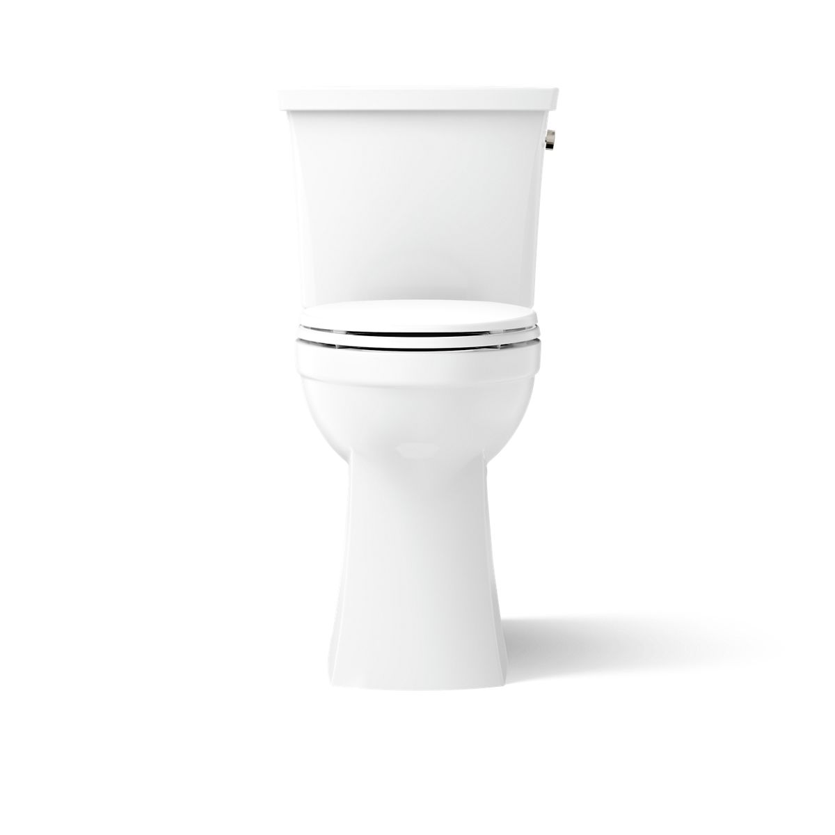 KOHLER K-43201-RA Kelston Tall Two-piece Elongated Toilet, 1.28 GPF, White - front view of product