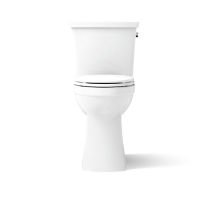 KOHLER K-43201-RA Kelston Tall Two-piece Elongated Toilet, 1.28 GPF, White - front view of product