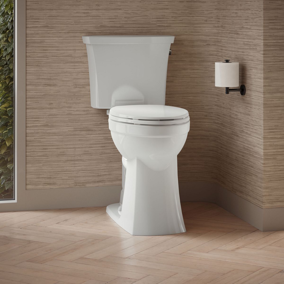 KOHLER K-43201-RA Kelston Tall Two-piece Elongated Toilet, 1.28 GPF, White - image focused on single product story