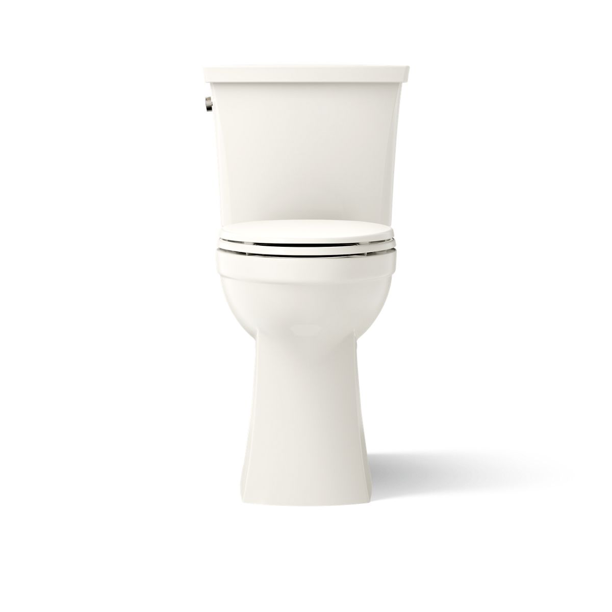 KOHLER K-43201 Kelston Tall Two-piece Elongated Toilet, 1.28 GPF, Biscuit - front view of product