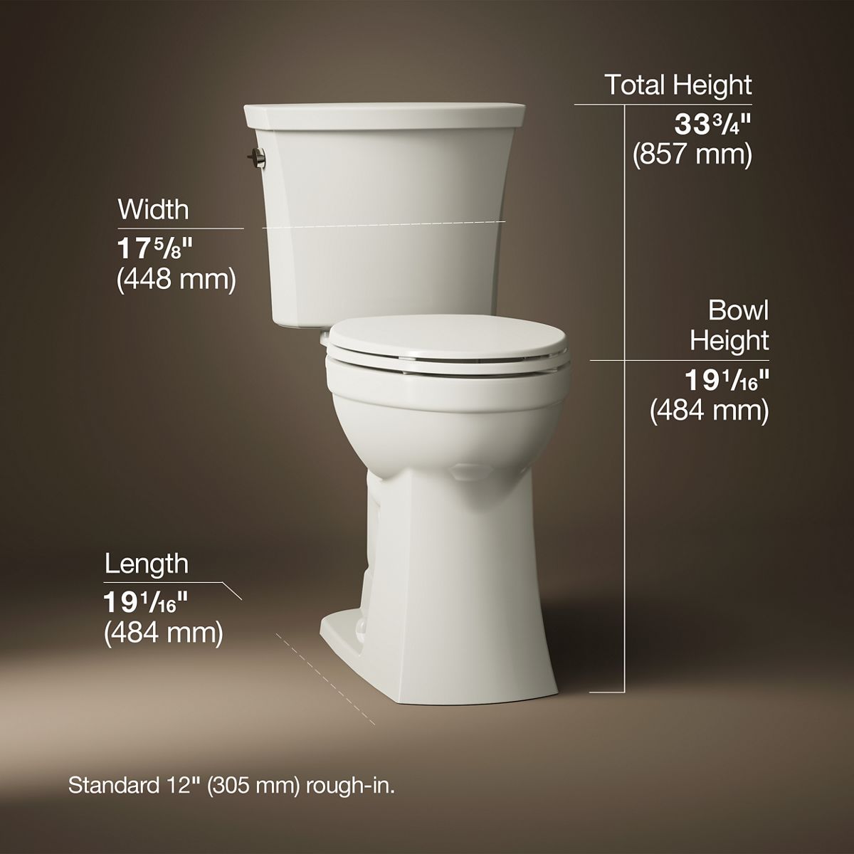 3/4 view of product with dimensions