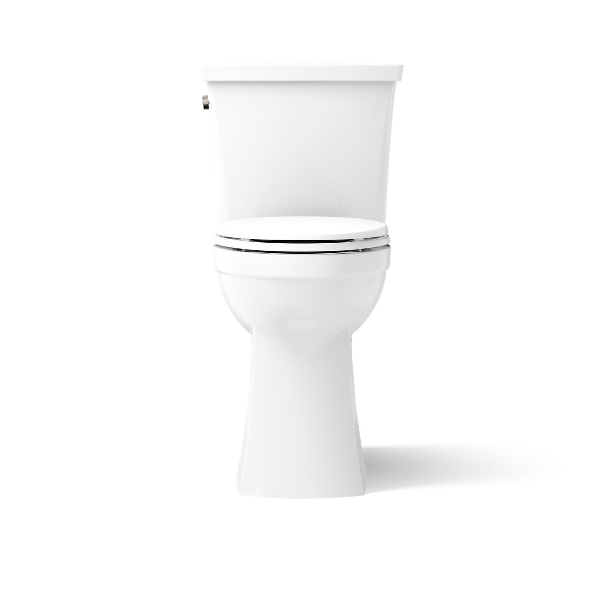 KOHLER K-43201 Kelston Tall Two-piece Elongated Toilet, 1.28 GPF, White - front view of product