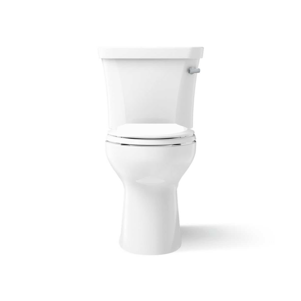 KOHLER K-43949-RA Highline Two-piece Elongated Toilet, 1.28 GPF, White - front view of product