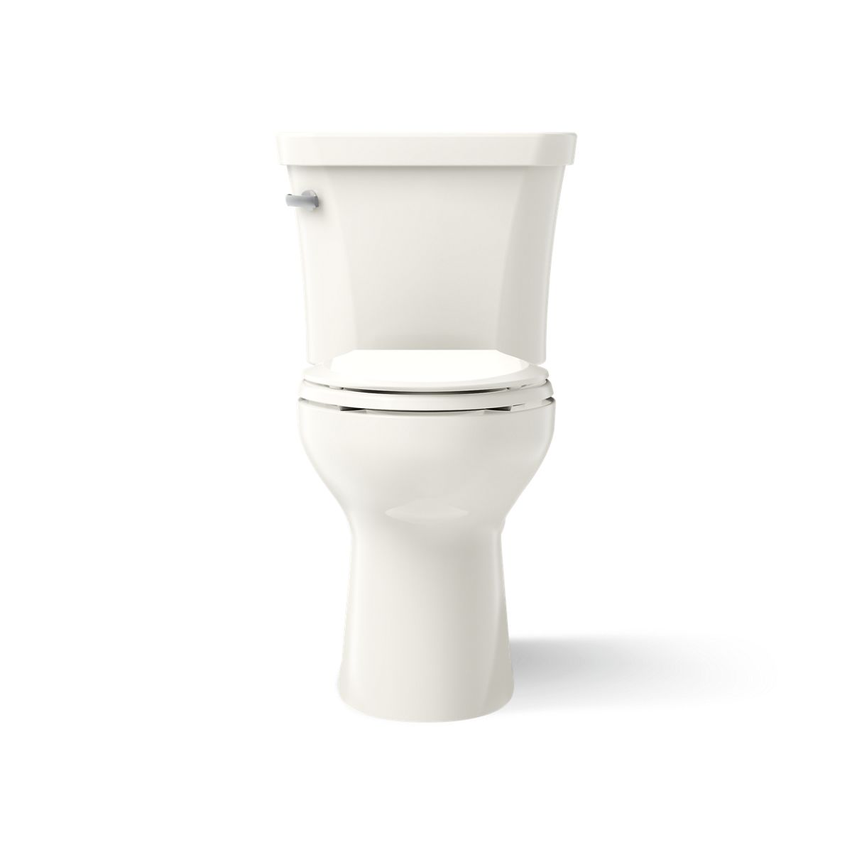 KOHLER K-43949 Highline Two-piece Elongated Toilet, 1.28 GPF, Biscuit - front view of product