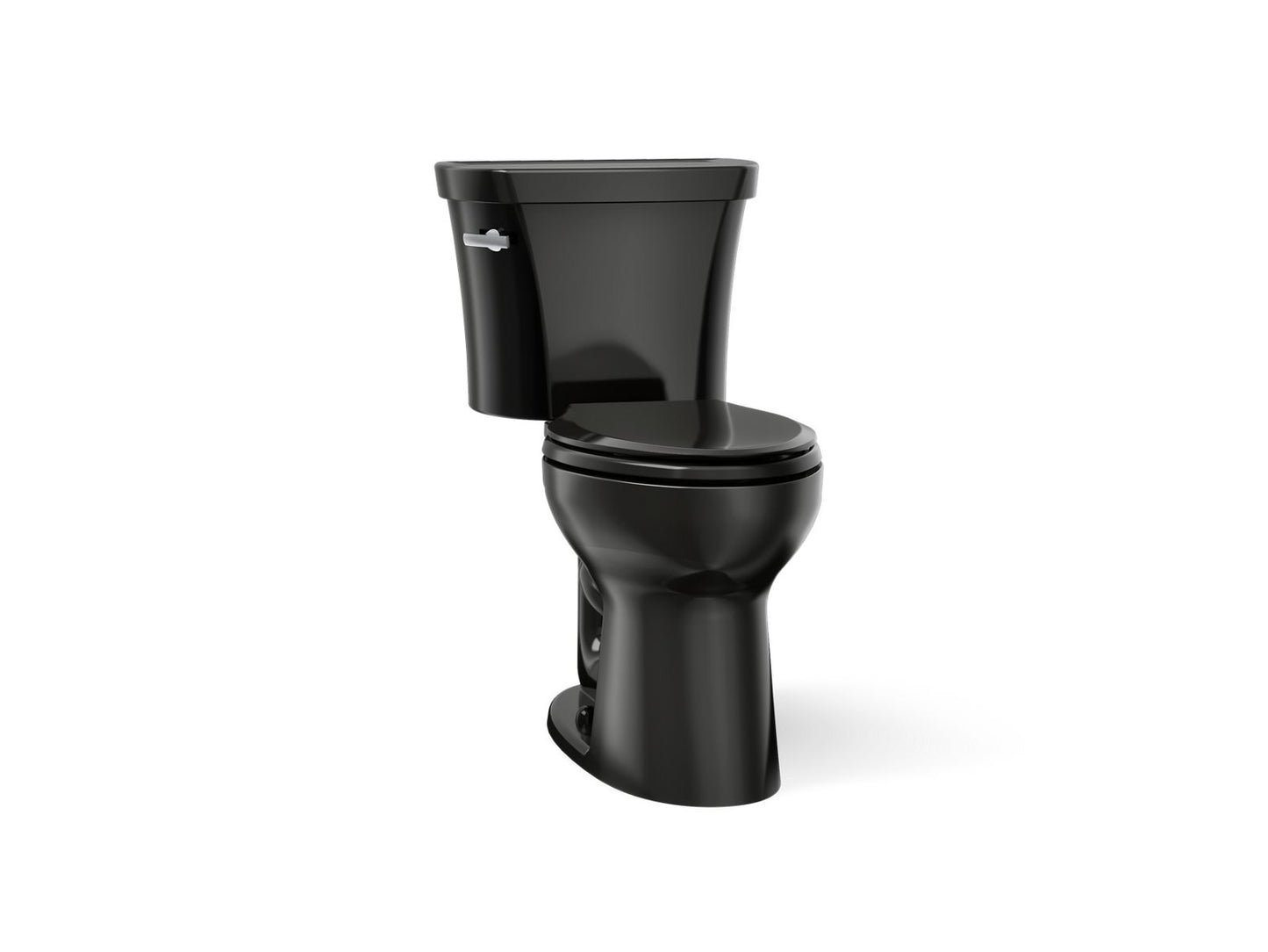 KOHLER K-43949 Highline Two-piece Elongated Toilet, 1.28 GPF, Black Black - 3/4 view of product