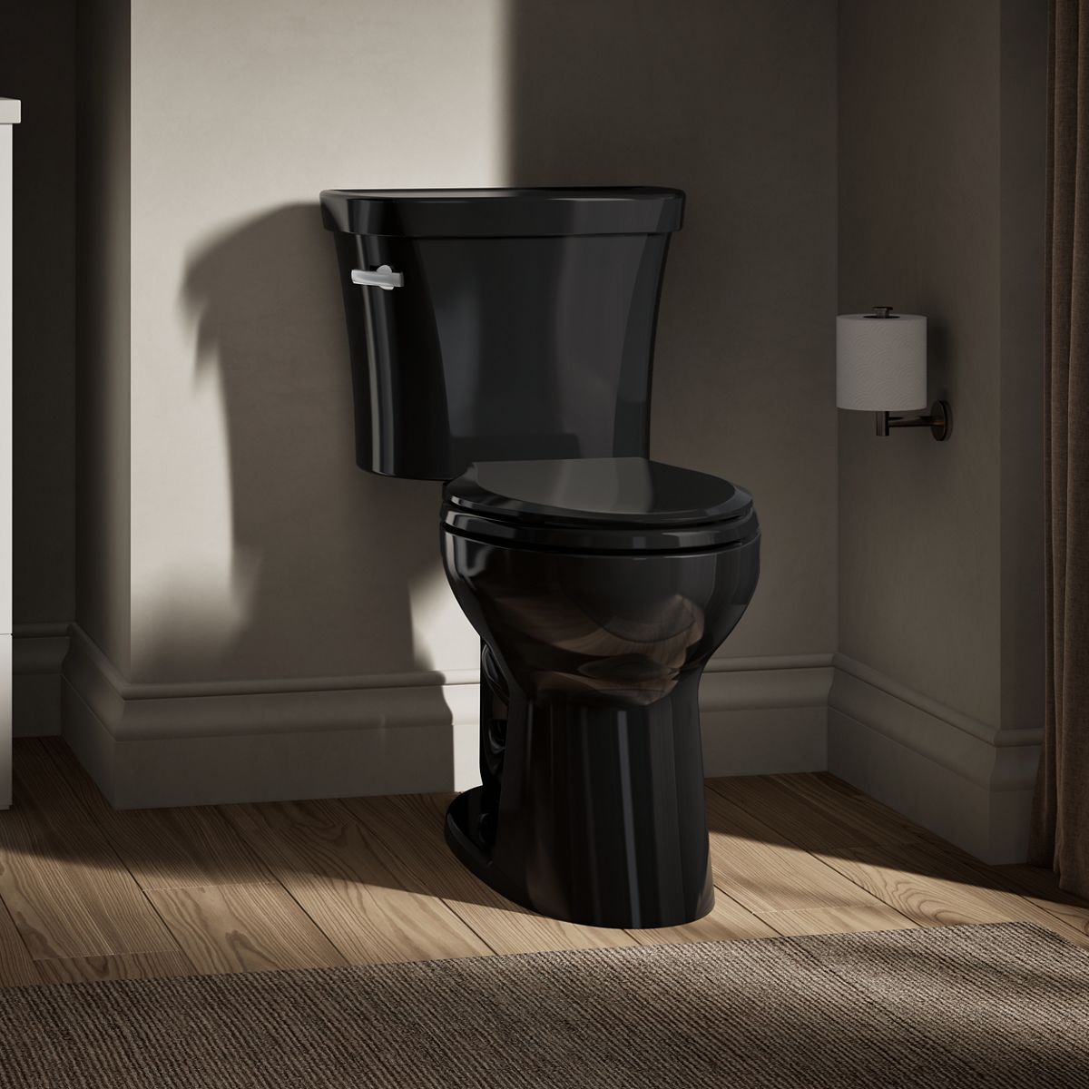 KOHLER K-43949 Highline Two-piece Elongated Toilet, 1.28 GPF, Black Black - image focused on single product story