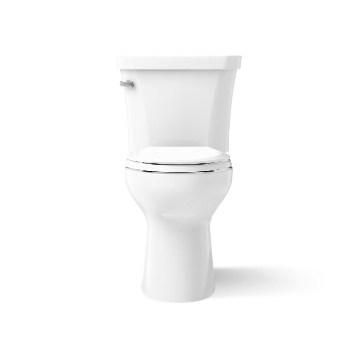 KOHLER K-43949 Highline Two-piece Elongated Toilet, 1.28 GPF, White - front view of product