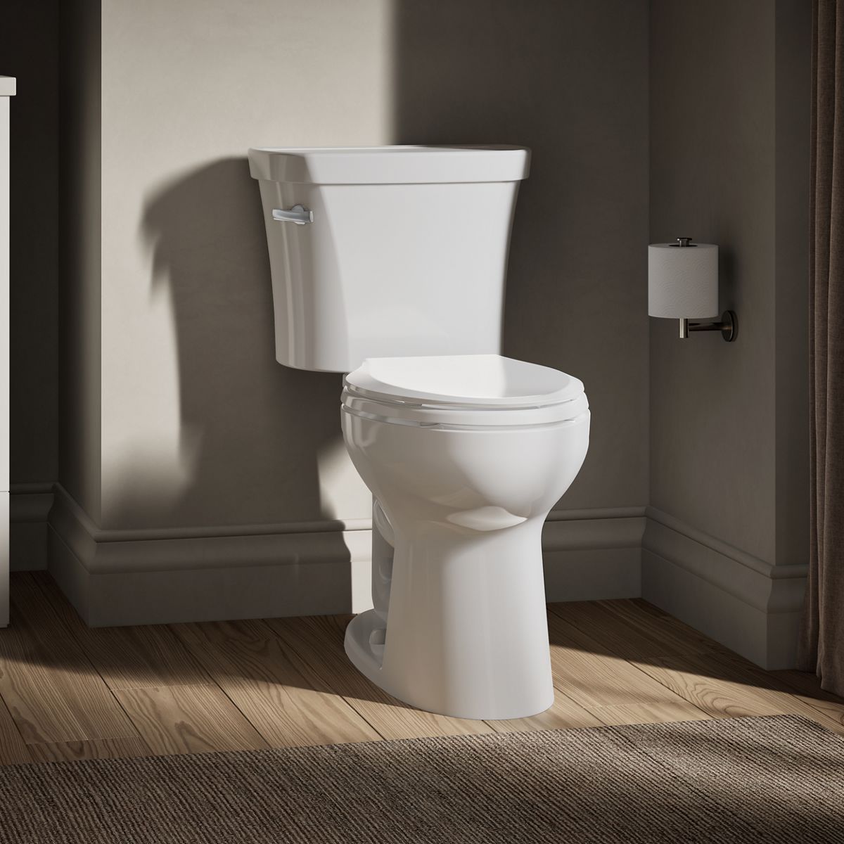 KOHLER K-43949 Highline Two-piece Elongated Toilet, 1.28 GPF, White - image focused on single product story
