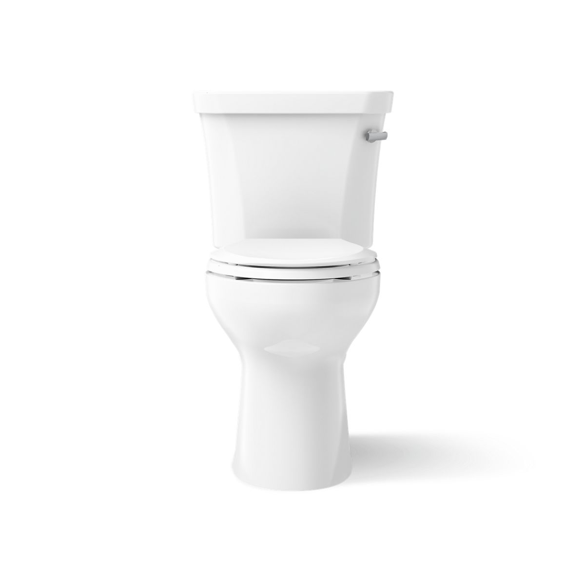 KOHLER K-43979-RA Highline Two-piece Elongated Toilet, 1.6 GPF, White - front view of product