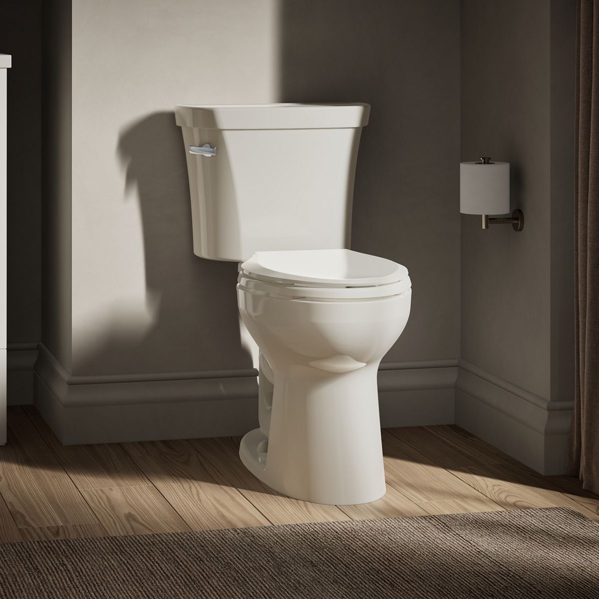 KOHLER K-43979 Highline Two-piece Elongated Toilet, 1.6 GPF, Biscuit - image focused on single product story