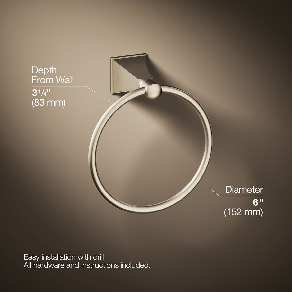 KOHLER K-487 Memoirs Stately Towel ring