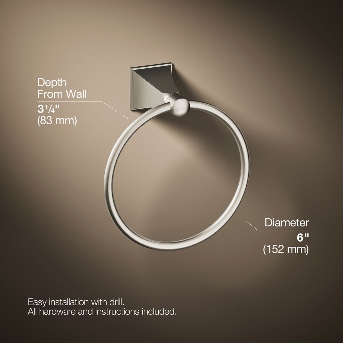 KOHLER K-487 Memoirs Stately Towel ring
