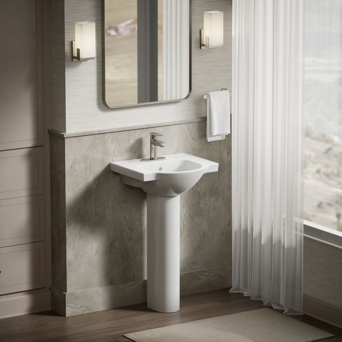 KOHLER K-5247-4 Veer 21" square pedestal bathroom sink